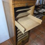 Art Deco curtain cabinet from the 1930s in oak with interior drawers, 120cm H.