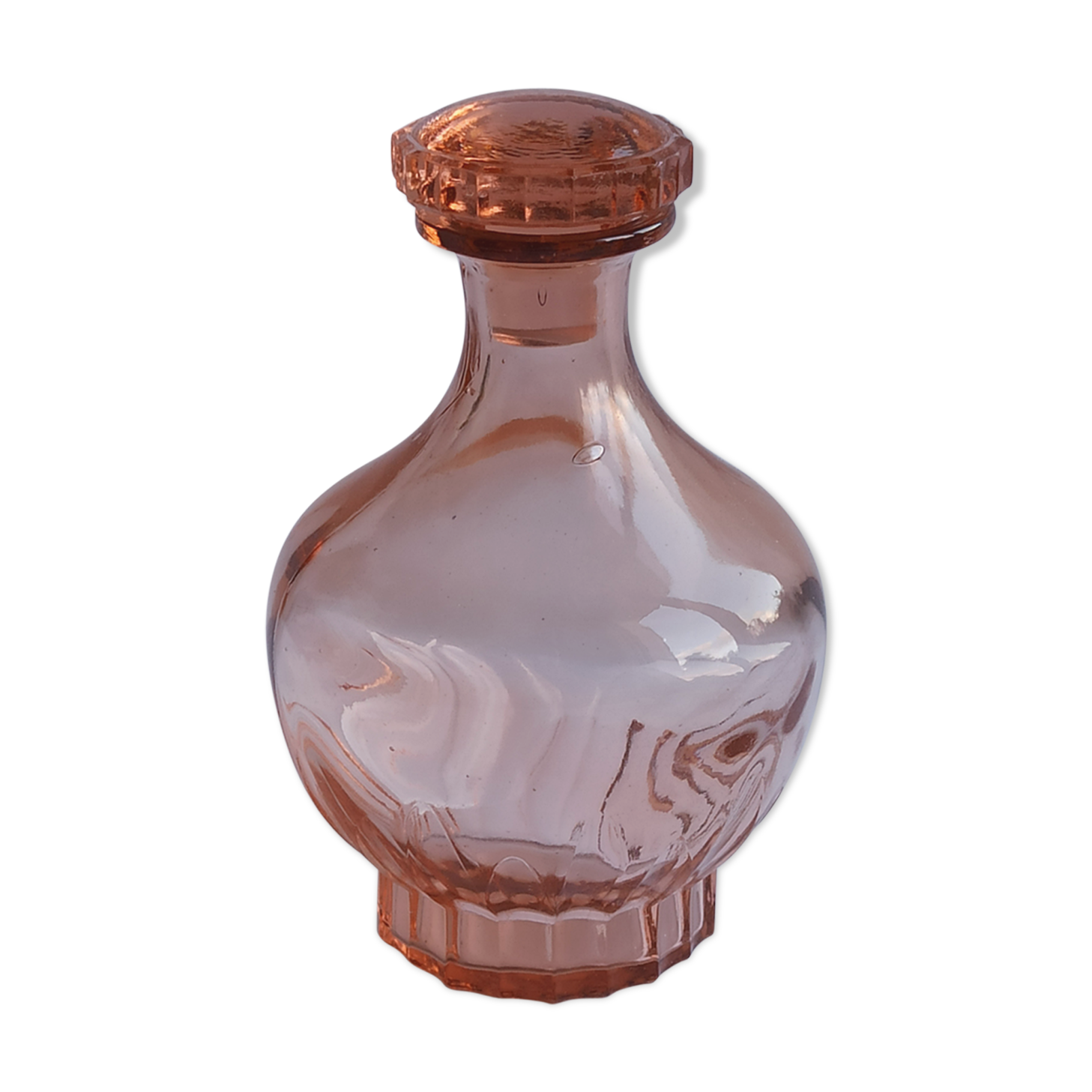 Carafe verre rose style art déco 14 cm