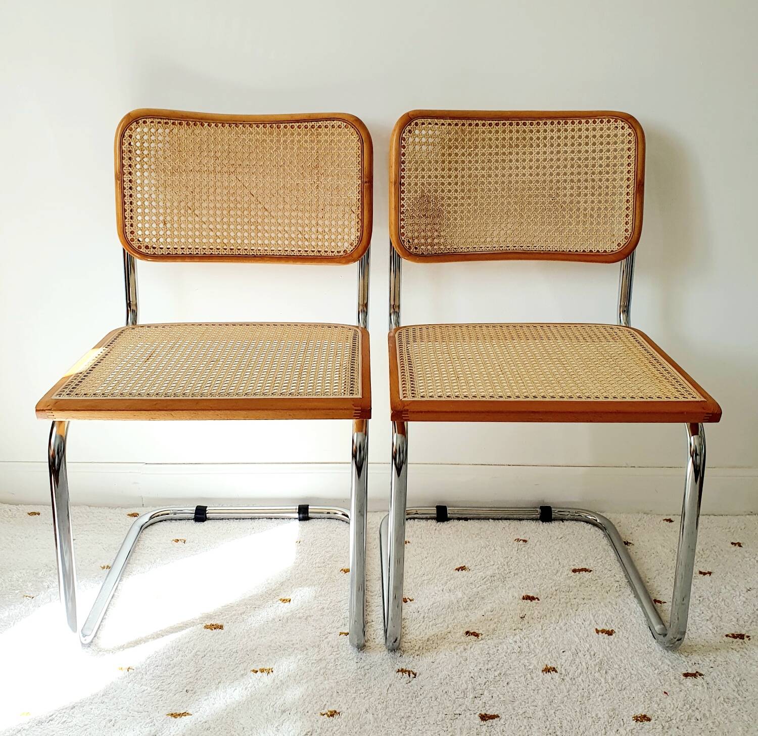 Pair of B32 Marcel Breuer cane chairs