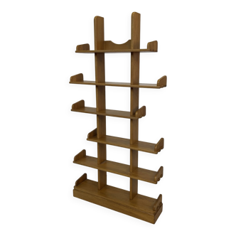 Vintage brutalist oak bookcase, Netherlands 70's minimalist Design