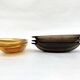 Set of 5 small oval eared dishes in amber and smoked tempered glass