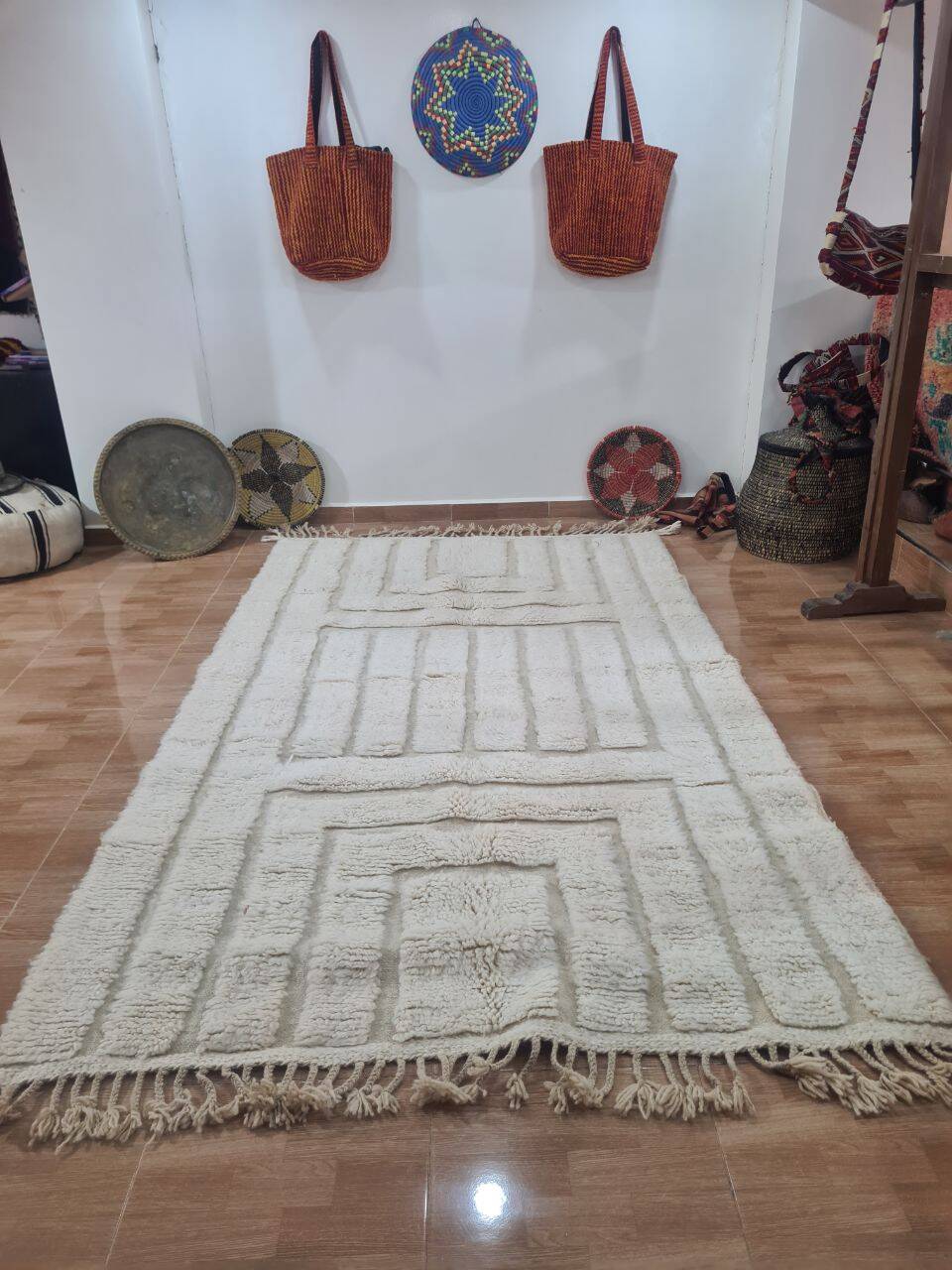 Handmade wool Berber rug 250x150 cm
