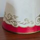 Pair of red and gold parchment lampshades