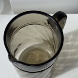 Vintage striated smoked glass carafe