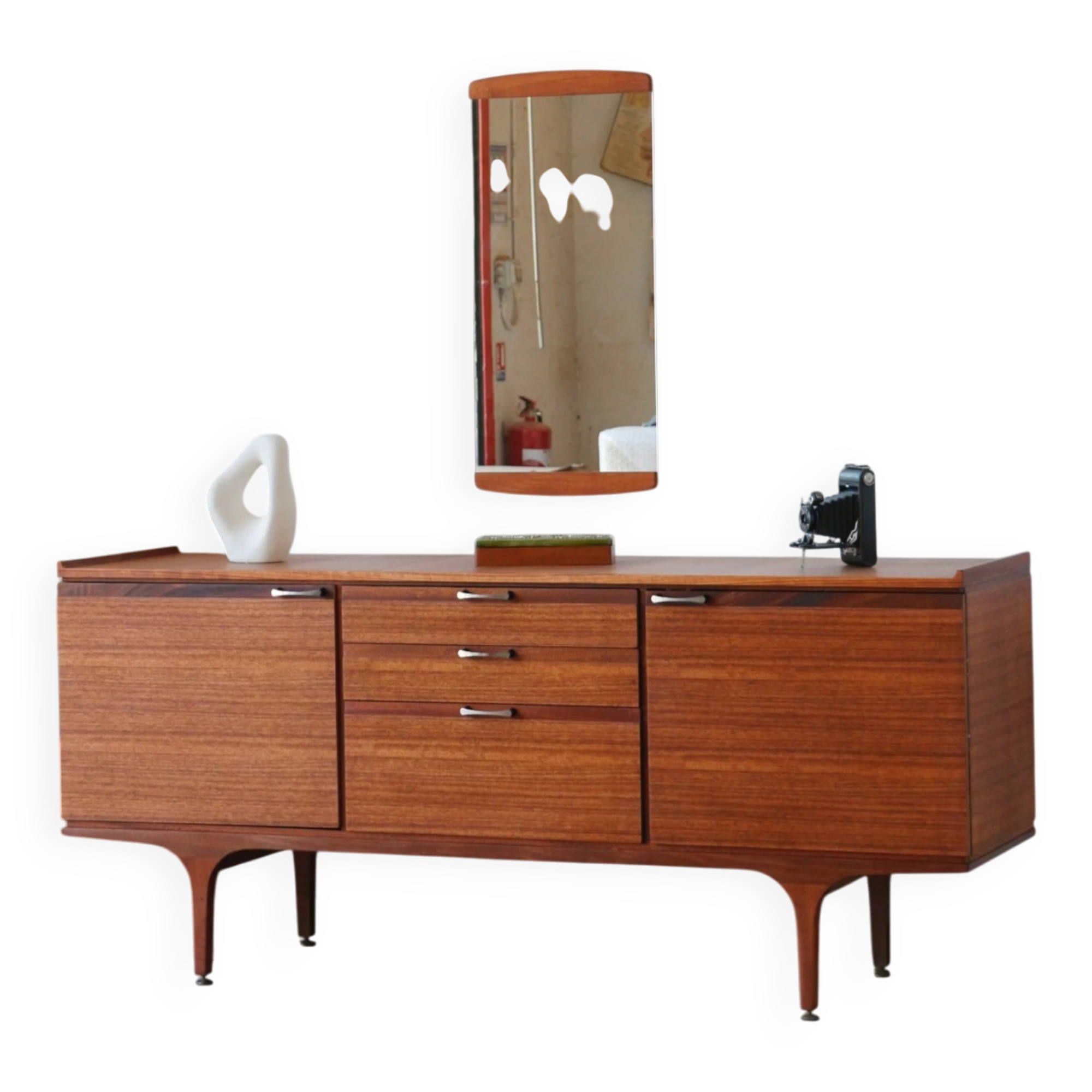Enfilade teck vintage Meredew rénovée (165 cm)