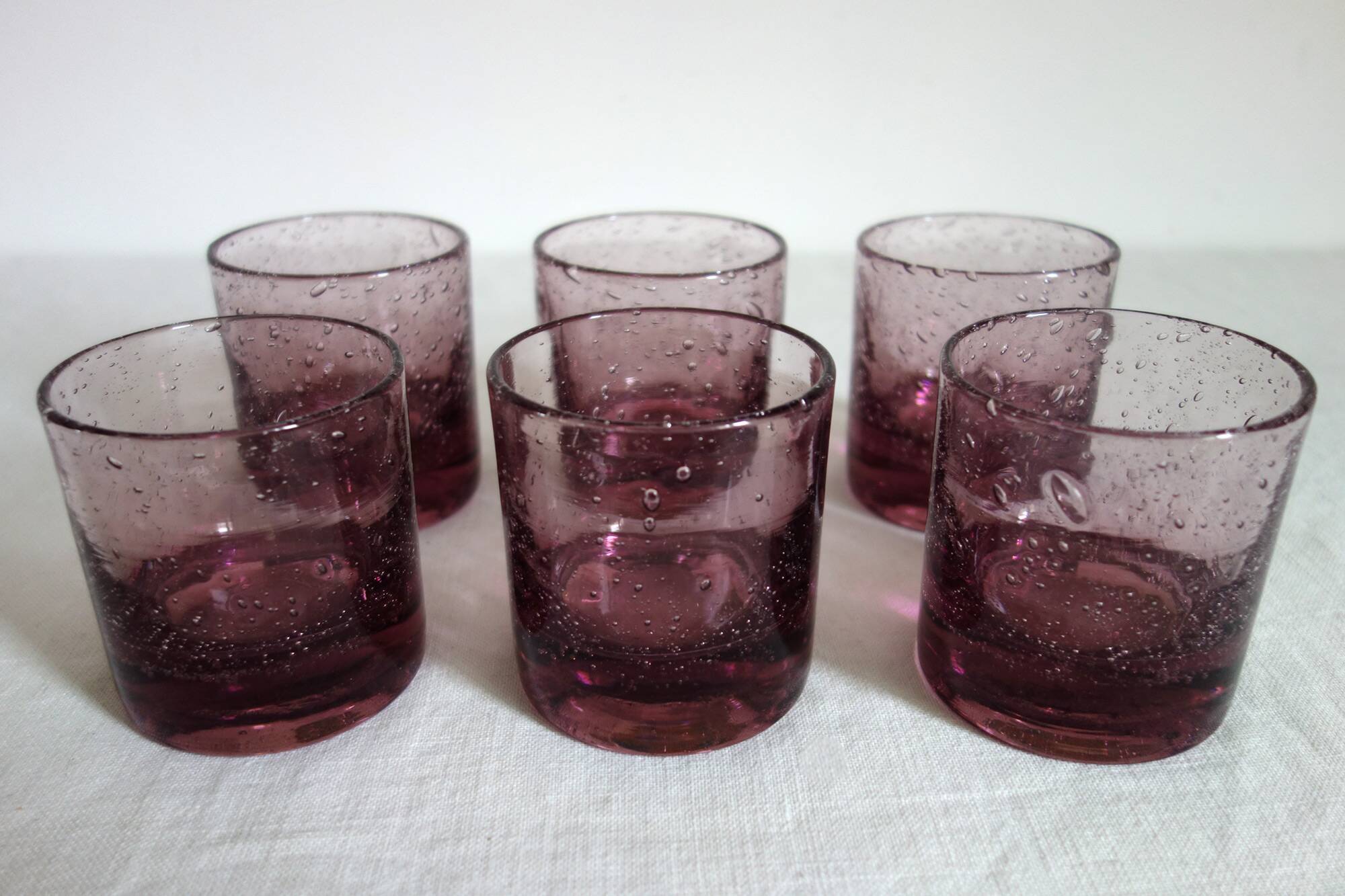 6 bubble-blown glasses Verrerie du Marais Riom