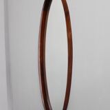 Italian mid-century oval teak wall mirror, 1980s