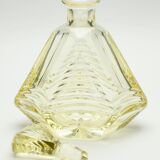 Matching pair of bohemian crystal decanters with art deco motifs