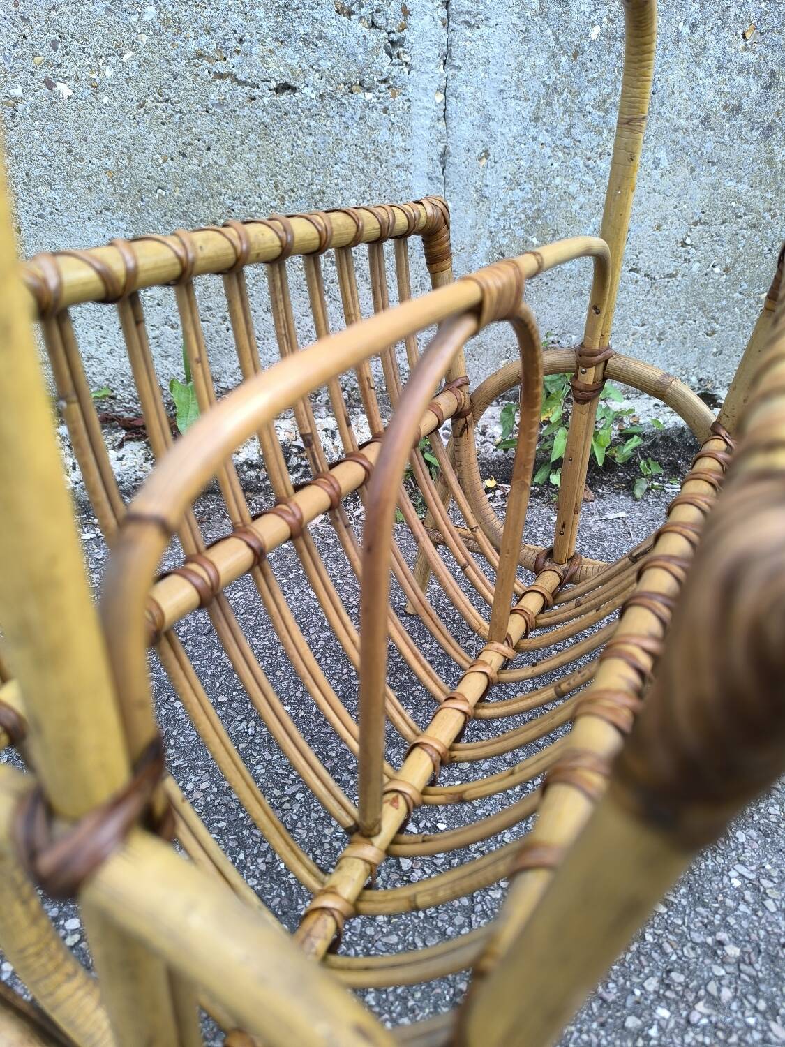 Rattan magazine rack 1960