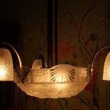 Art Deco frosted glass chandelier by the Muller brothers