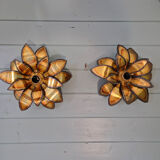 Pair of floral wall sconces in brass, Maison Jansen, 1970