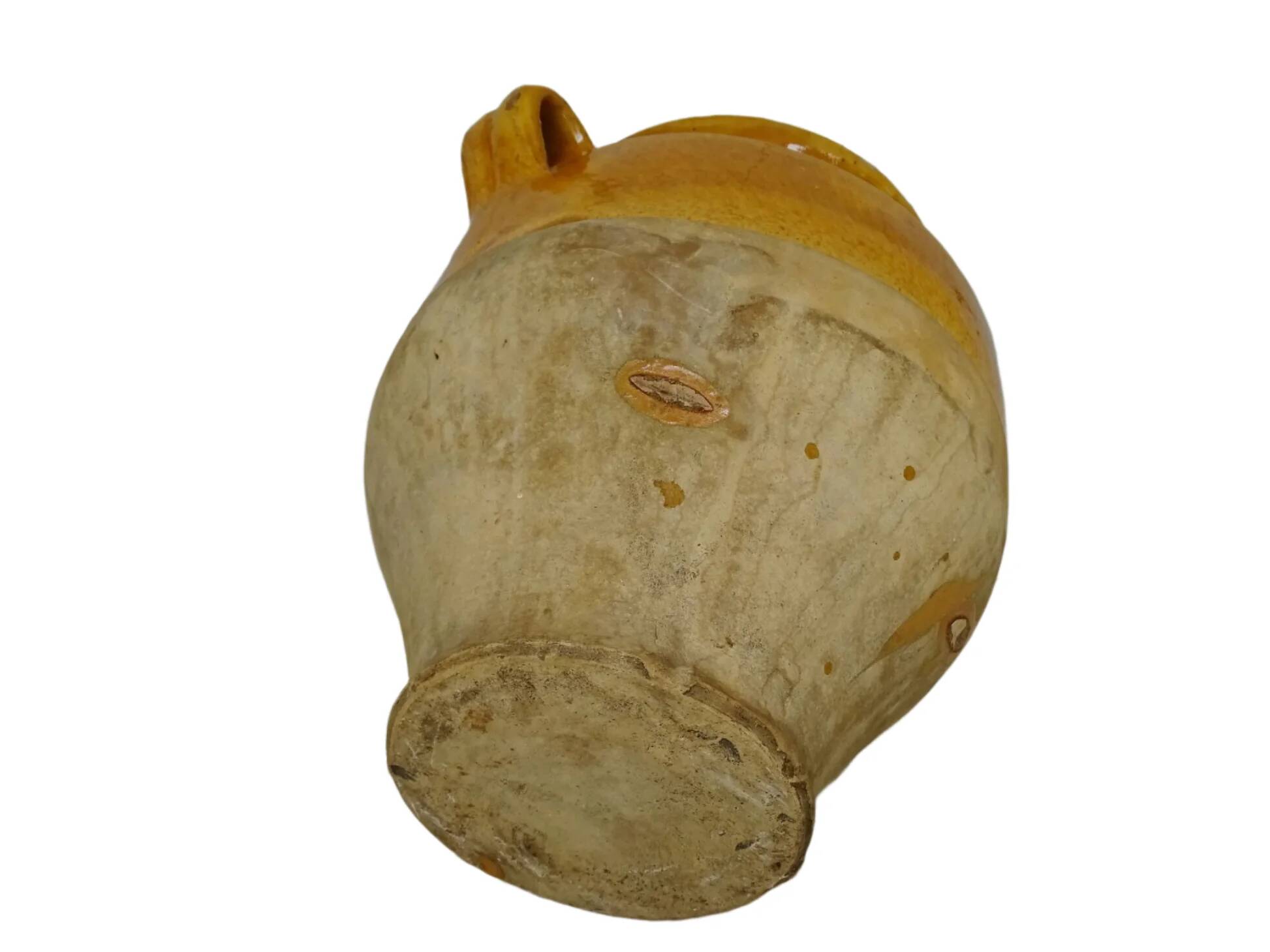 Pot à confit ancien français à glaçure jaune