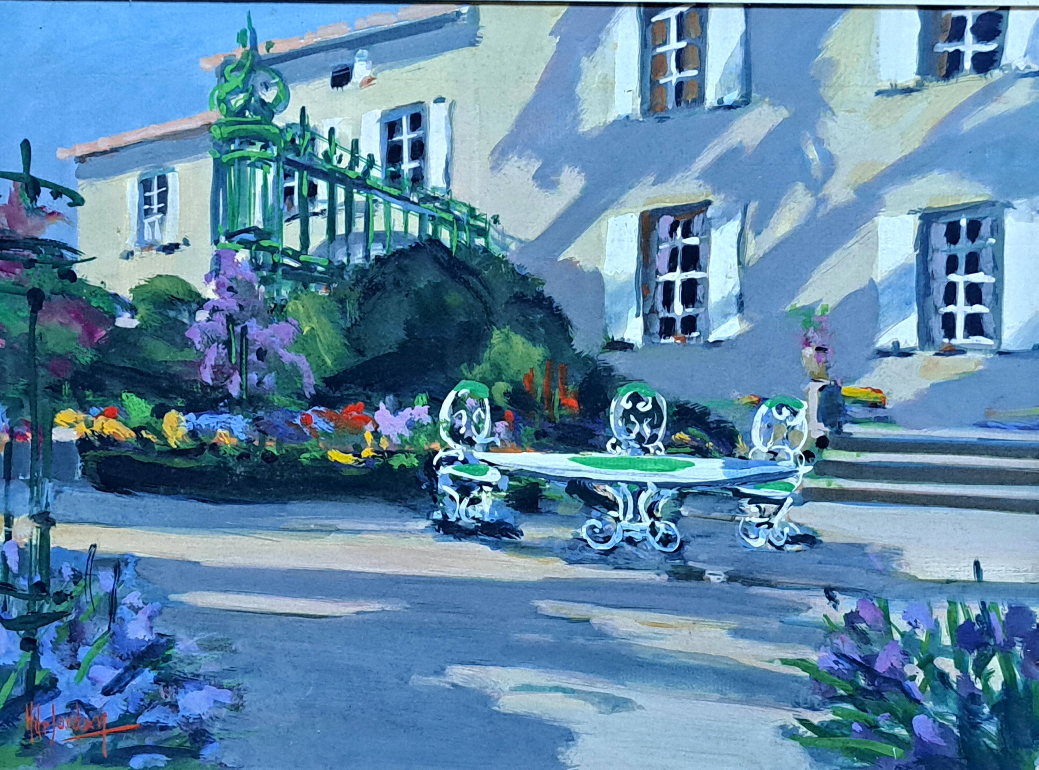 Double-sided Impressionist painting: watercolour + signed gouache