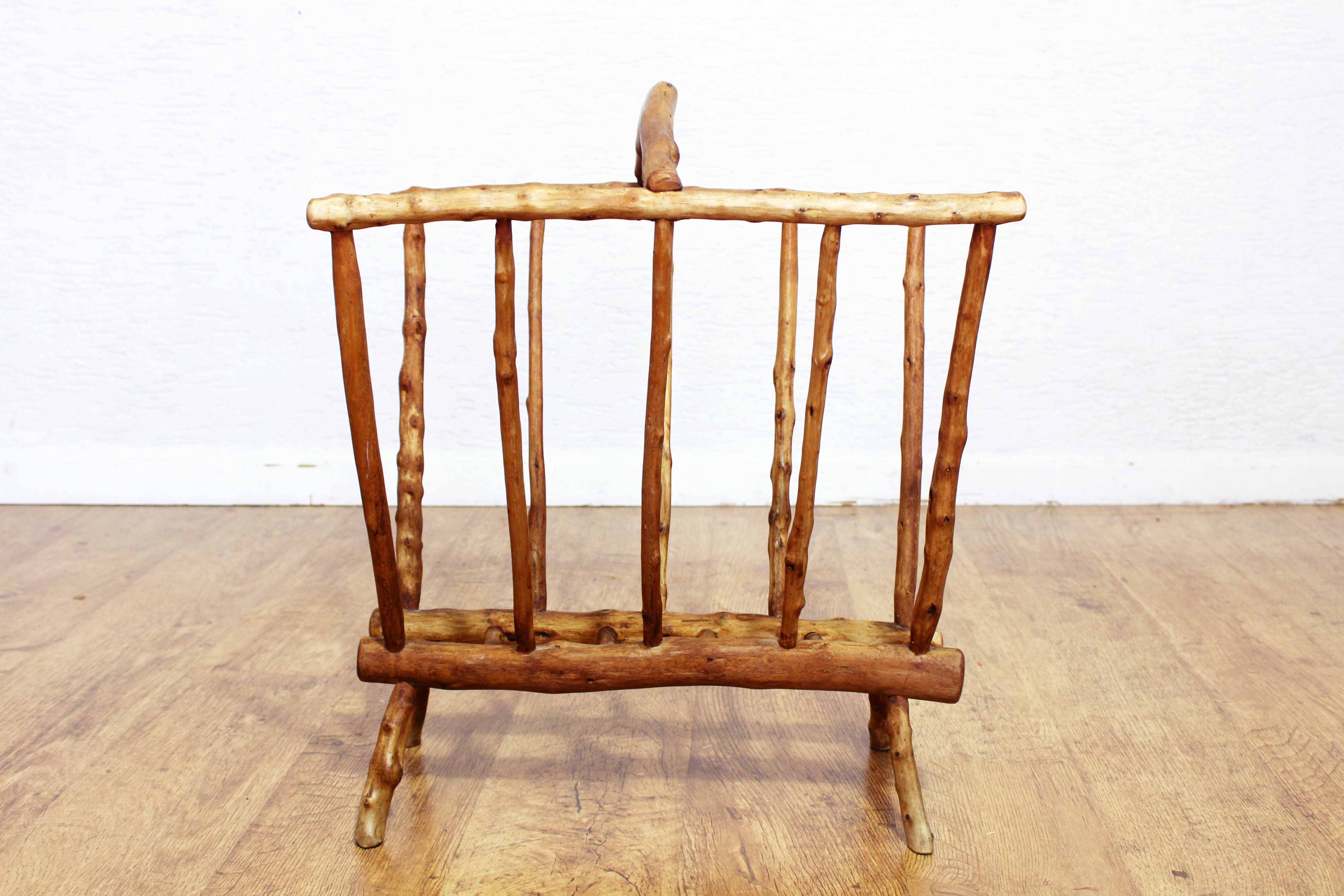Brutalist wooden magazine rack 1950