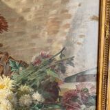STILL LIFE BOUQUET OF DAHLIAS OIL PAINTING SIGNED MARIUS DALON EARLY 20TH CENTURY