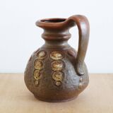 Brown ceramic vase with handle, 1970s, Austria