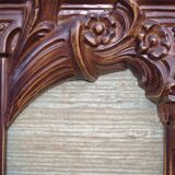 Wooden mirror with clock, 1960