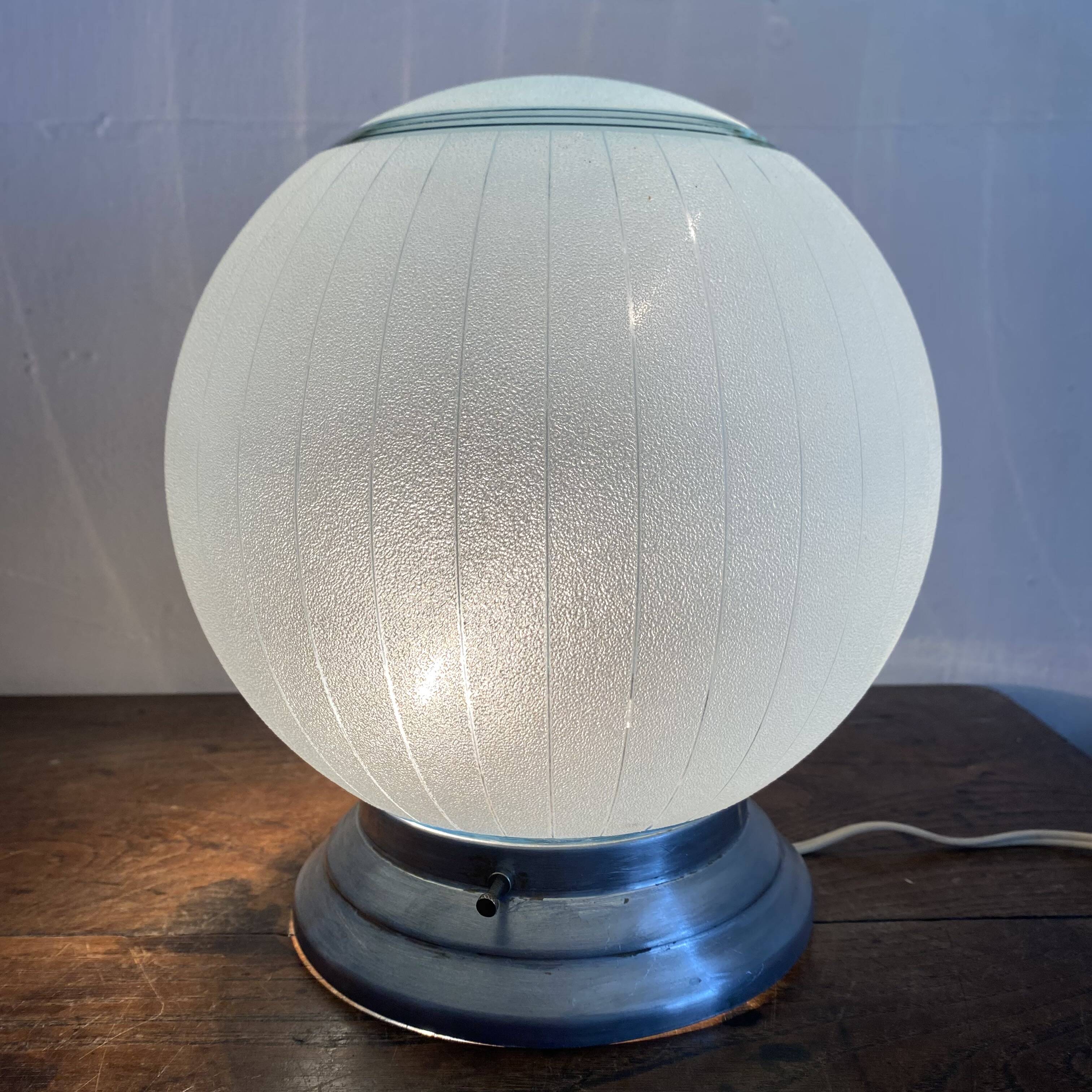 Art Deco blue granite and gold ball ceiling light