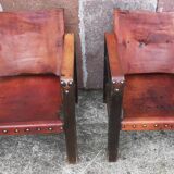 Pair of safari-style armchairs, 1930s
