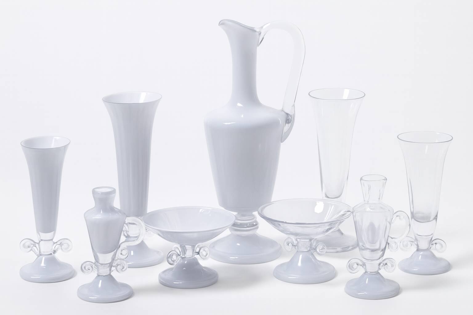 Vintage Nine-Piece Glassware Collection, 1970s