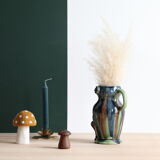 Zoomorphic ceramic owl vase in Flanders earth, Torhout Belgium, Art Nouveau period