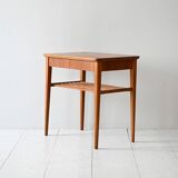 Scandinavian vintage teak nightstand with slatted shelf