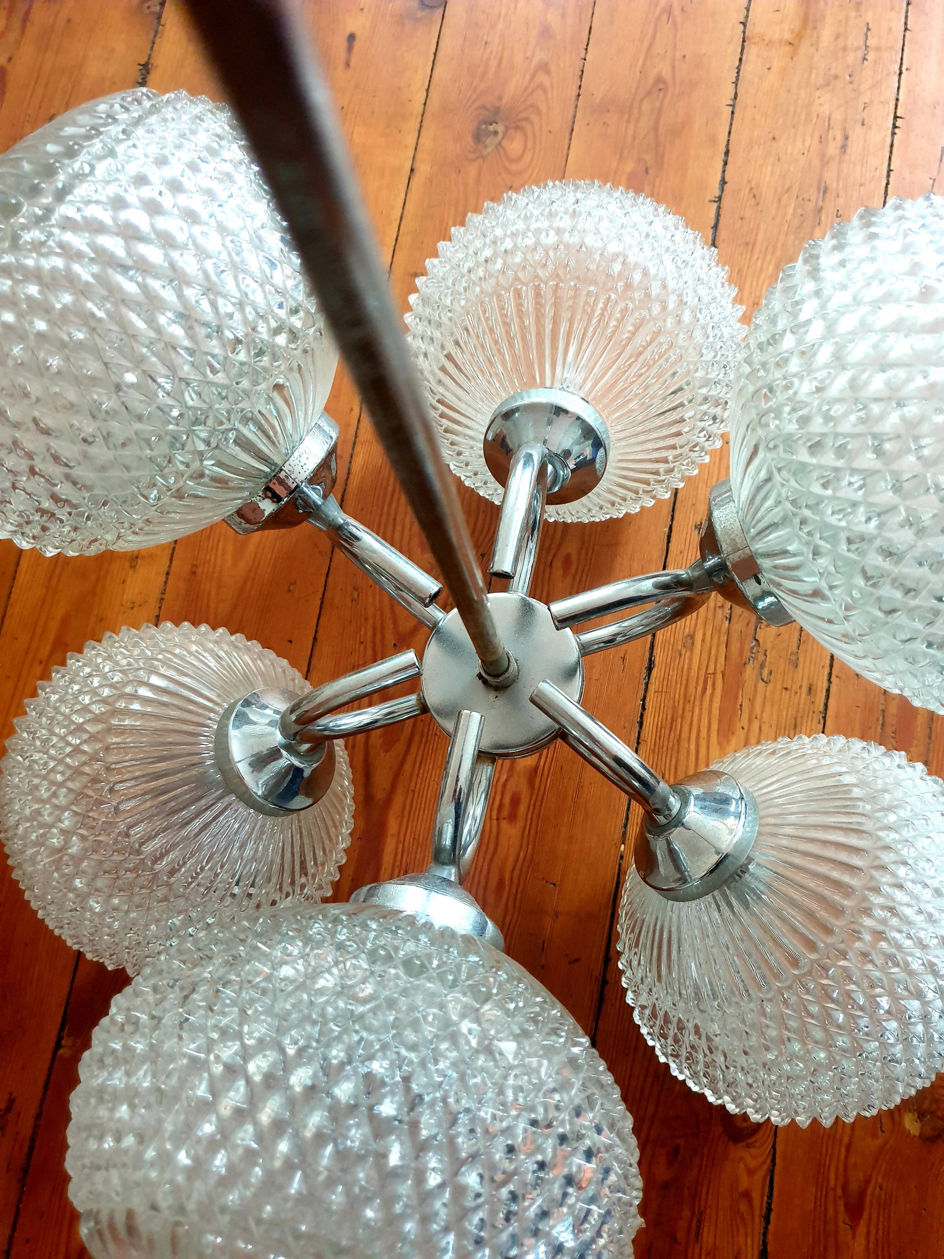Chrome chandelier sputnik style 6 lights