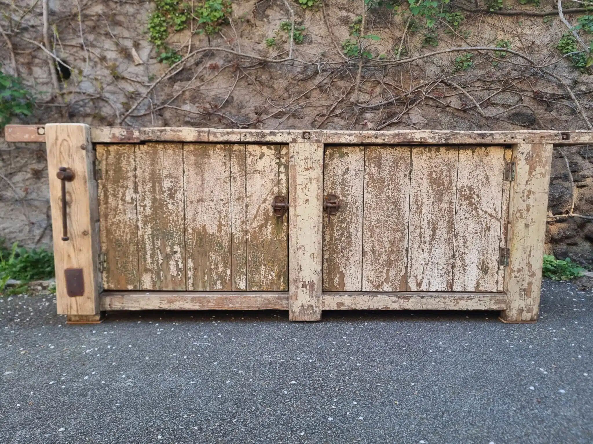 Established ancient French console table / kitchen island / shop counter, early 1900s.