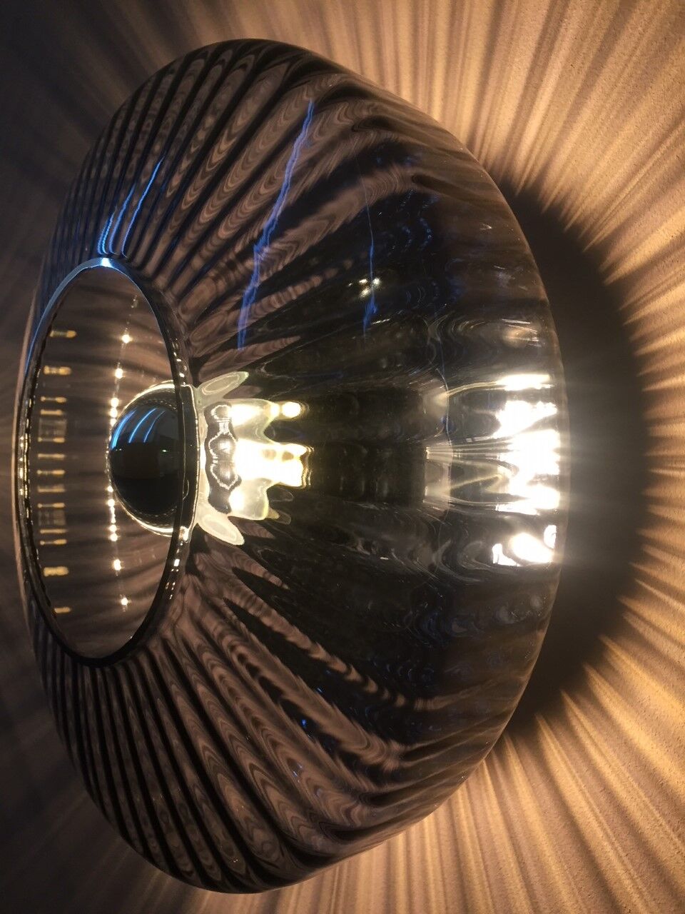 Wall light mounted glass smoke and silver border
