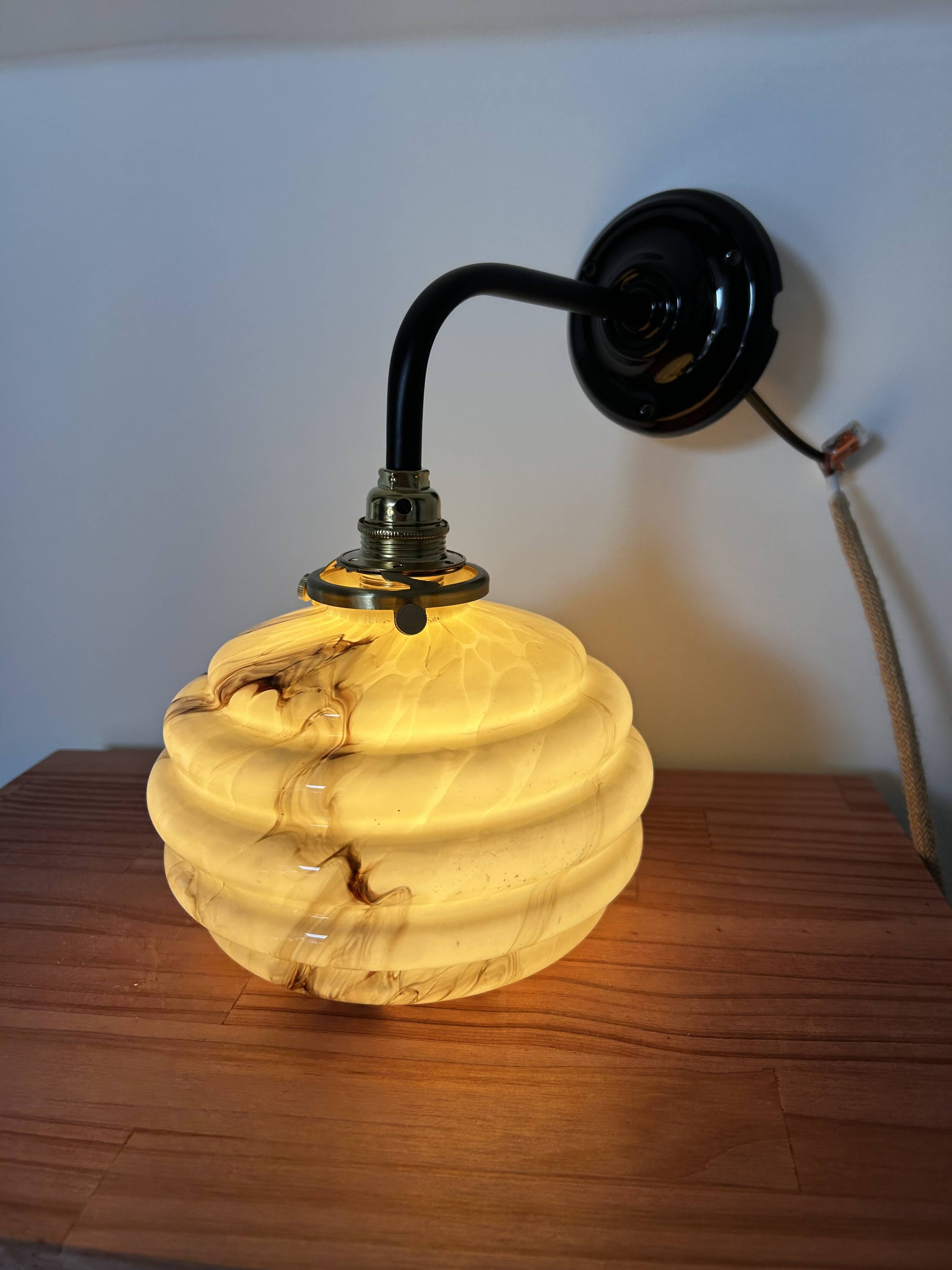 Pair of marbled opaline wall lights