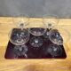 Series of 5 old and engraved champagne glasses