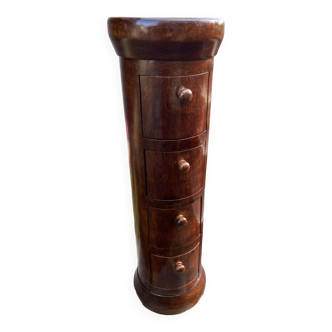 Cylindrical column with 4 drawers, in solid wood.