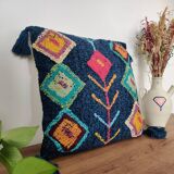 Coussin inspiration berbère bleu Azilal 45x45 cm