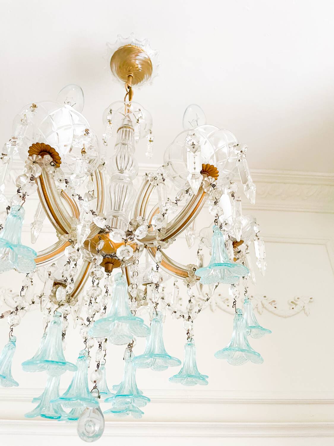 Lustre Marie-Thérèse en cristal et verre de Murano bleu