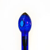 Table lamp with aluminum base and blue glass lampshade Italy Years'2000