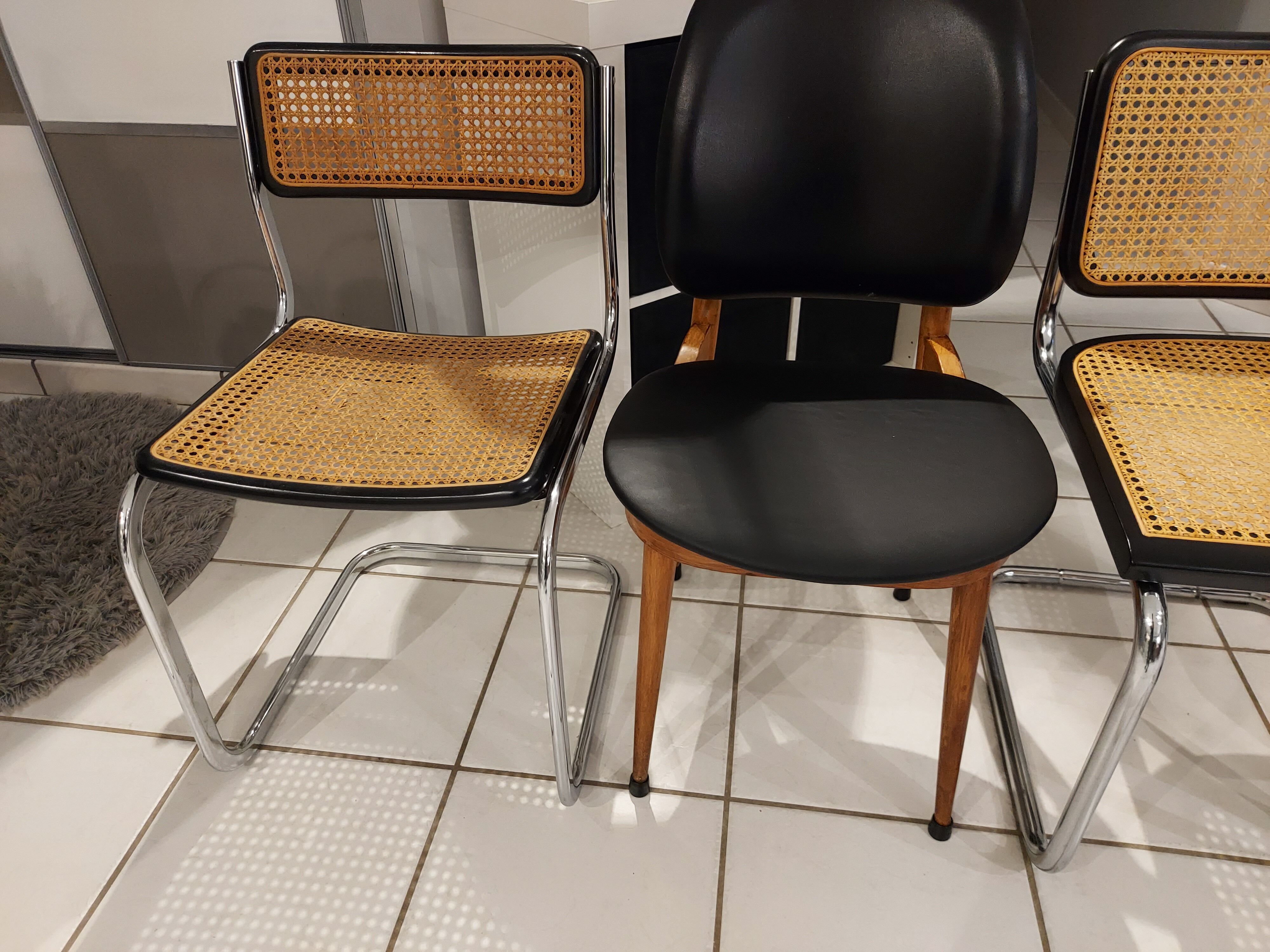 Suite of 4 mismatched chairs vintage model Marcel Breuer,Adrien,Baumann