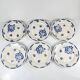 Set of 6 dessert plates, semi-porcelain Badonviller, blue flower pattern, early 20th century.