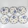 Set of 6 dessert plates, semi-porcelain Badonviller, blue flower pattern, early 20th century.