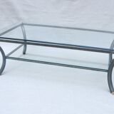 Vintage coffee table, metal and glass, Pierre Vandel