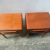Tables de chevet en teck avec pieds en chêne attribuées à Johannes Andersen, 1964, lot de 2