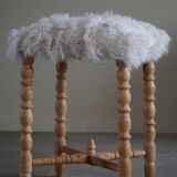 High oak stool, reupholstered in lambswool, Danish cabinetmaker, 1950s.