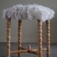High oak stool, reupholstered in lambswool, Danish cabinetmaker, 1950s.