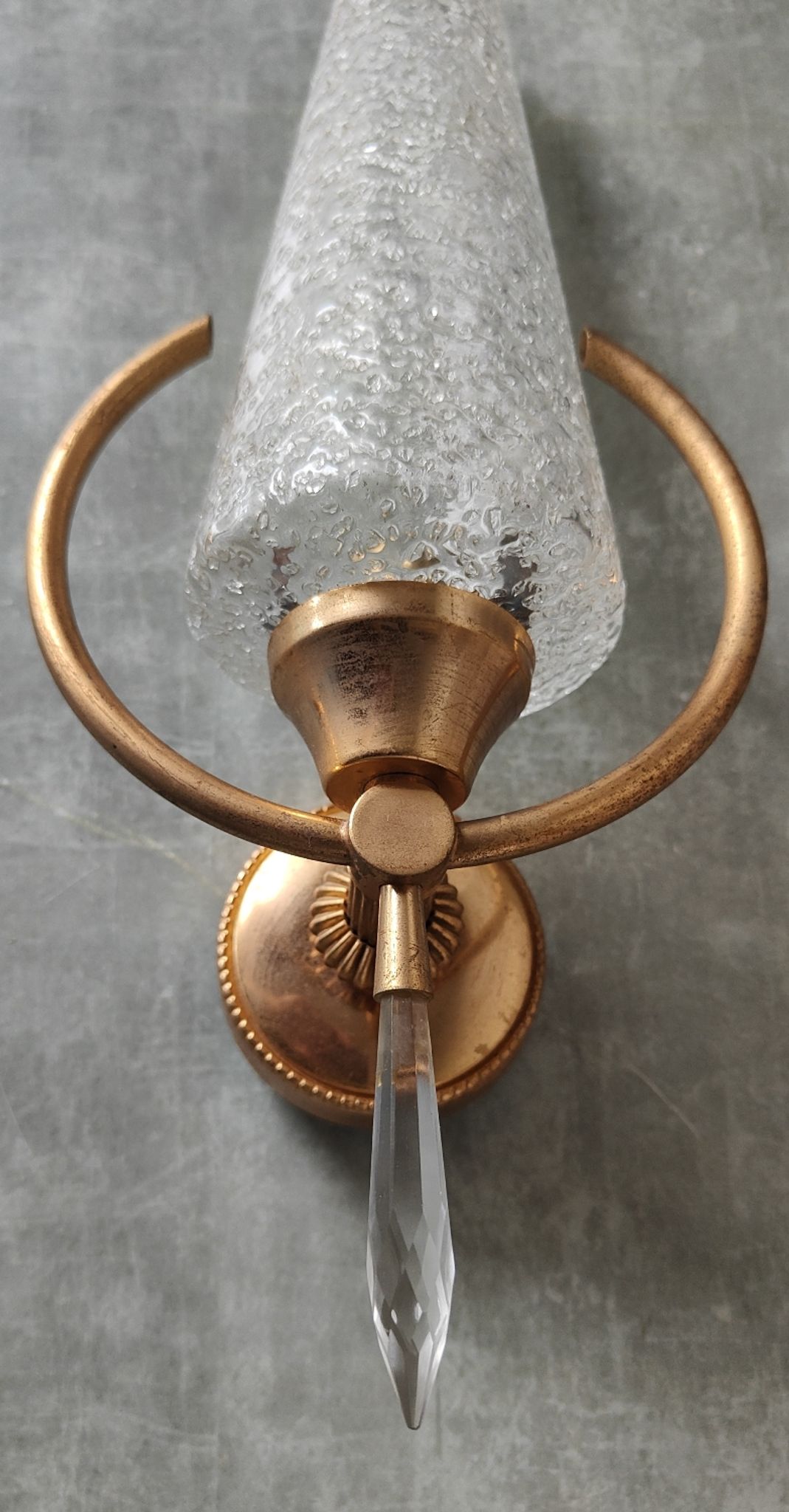 Paire appliques verre et métal doré