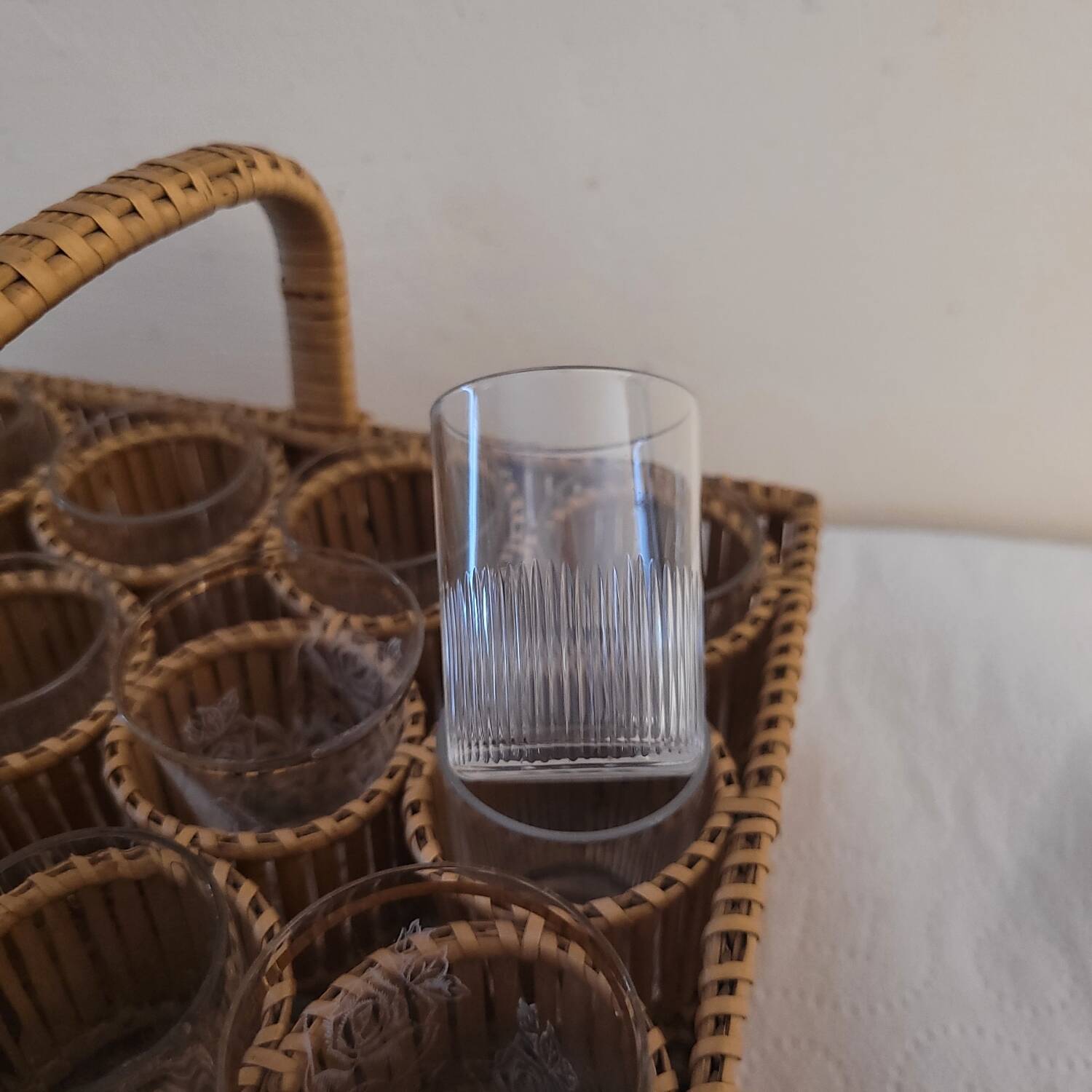 1930 wicker liqueur service basket