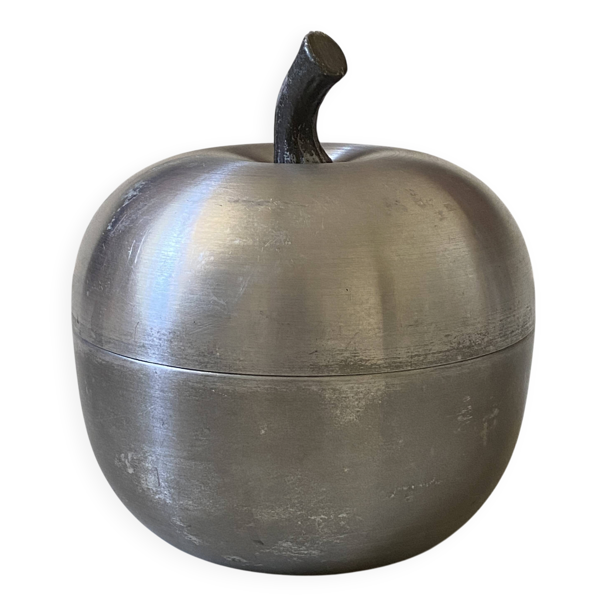 Vintage brushed aluminium ice bucket "Apple" (Made in Italy)
