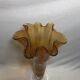 Old glass vase blown bubble orange & transparent vintage