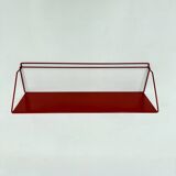 Vintage red metal wall unit book shelf , 1970s