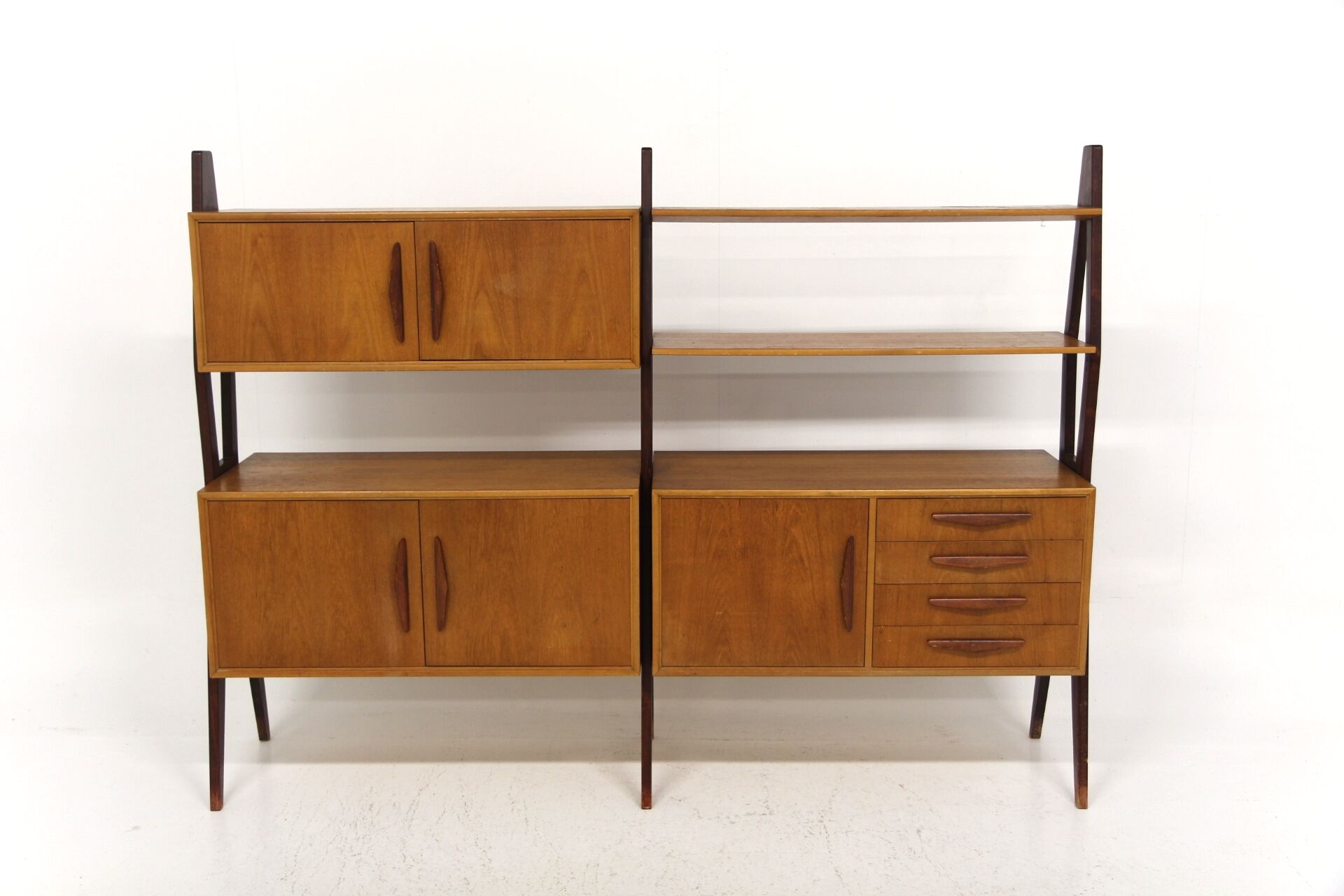 Bibliothèque scandinave "Double" en teck, Suède, 1950
