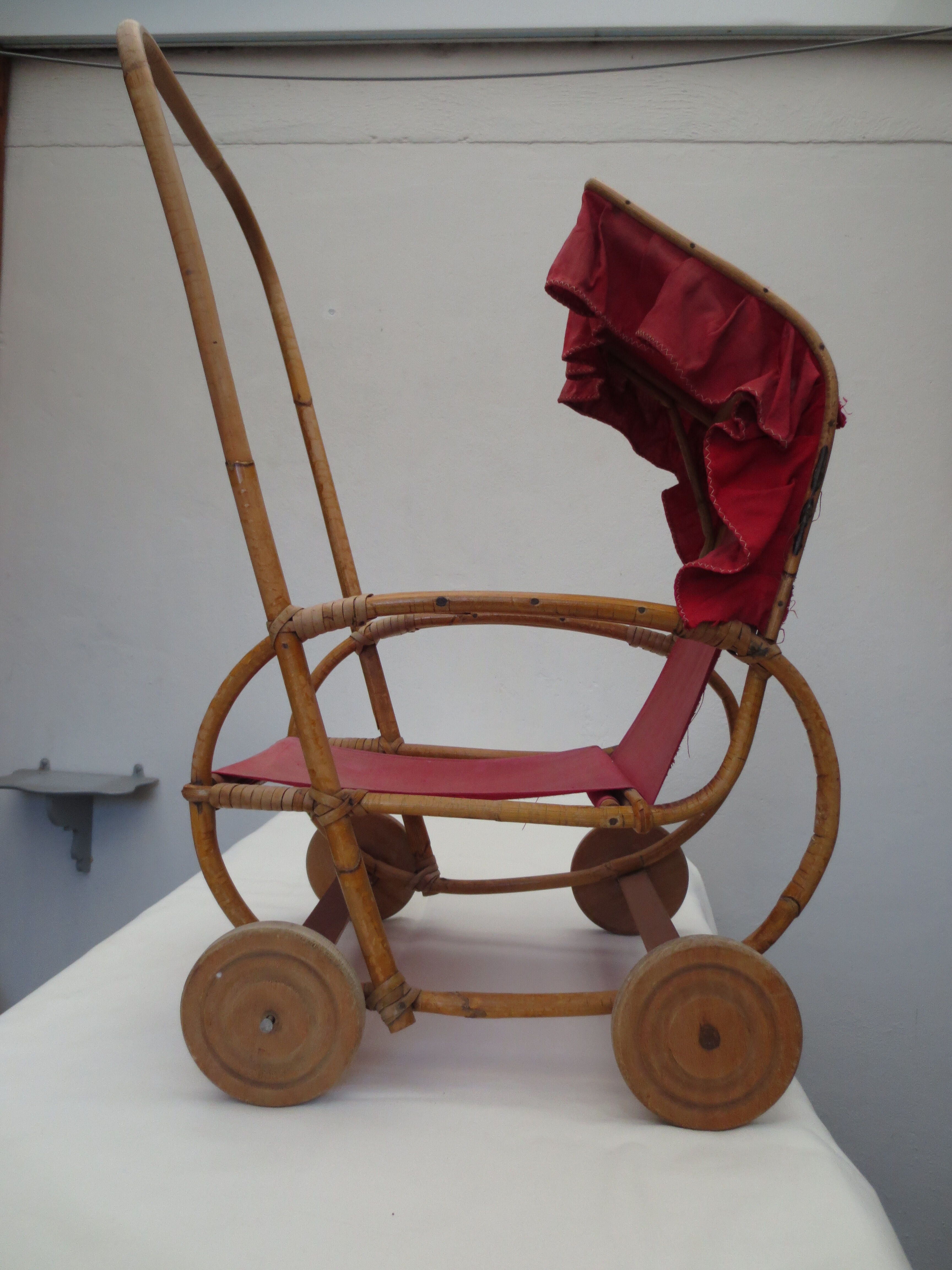 rattan doll stroller