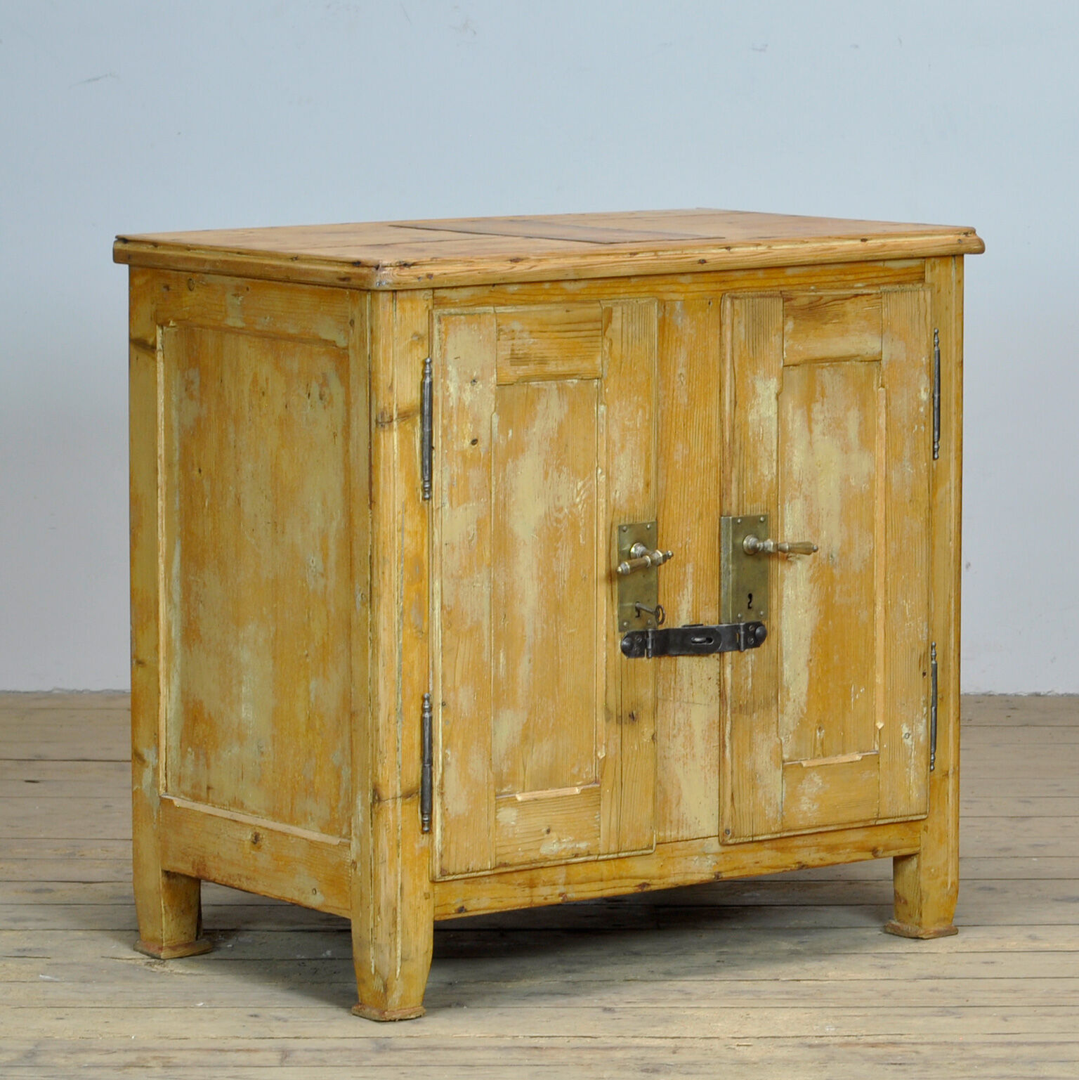 Rustic european pine ice cabinet, circa 1910